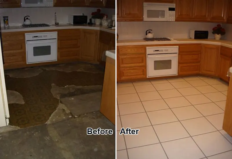 Kitchen Before & After Concrete Restoration Pasadena